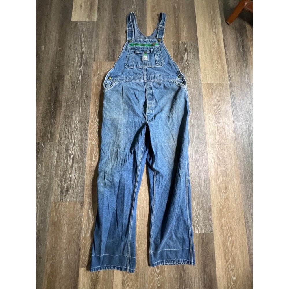 Liberty Overalls Mens 42x32 Blue Good Vintage Denim Bib Workwear Utility Zipper